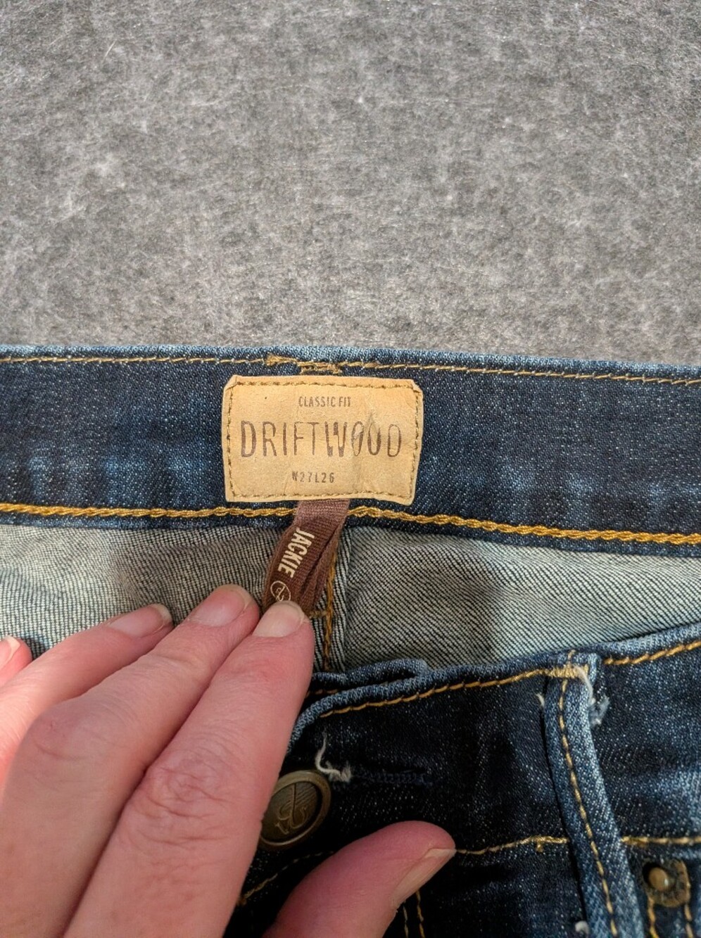 DRIFTWOOD Dark Indigo Skinny Jeans with White Floral Embroidery - Picture 12 of 13